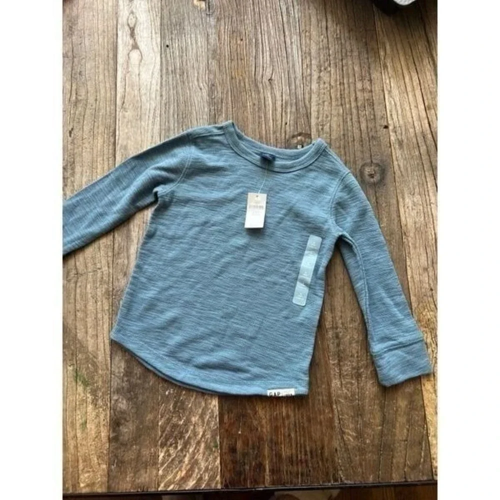 Gap long sleeve waffle blue shirt new 3T
